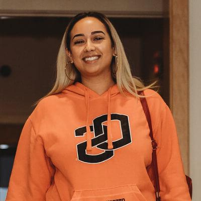 Student with Oregon State University sweatshirt